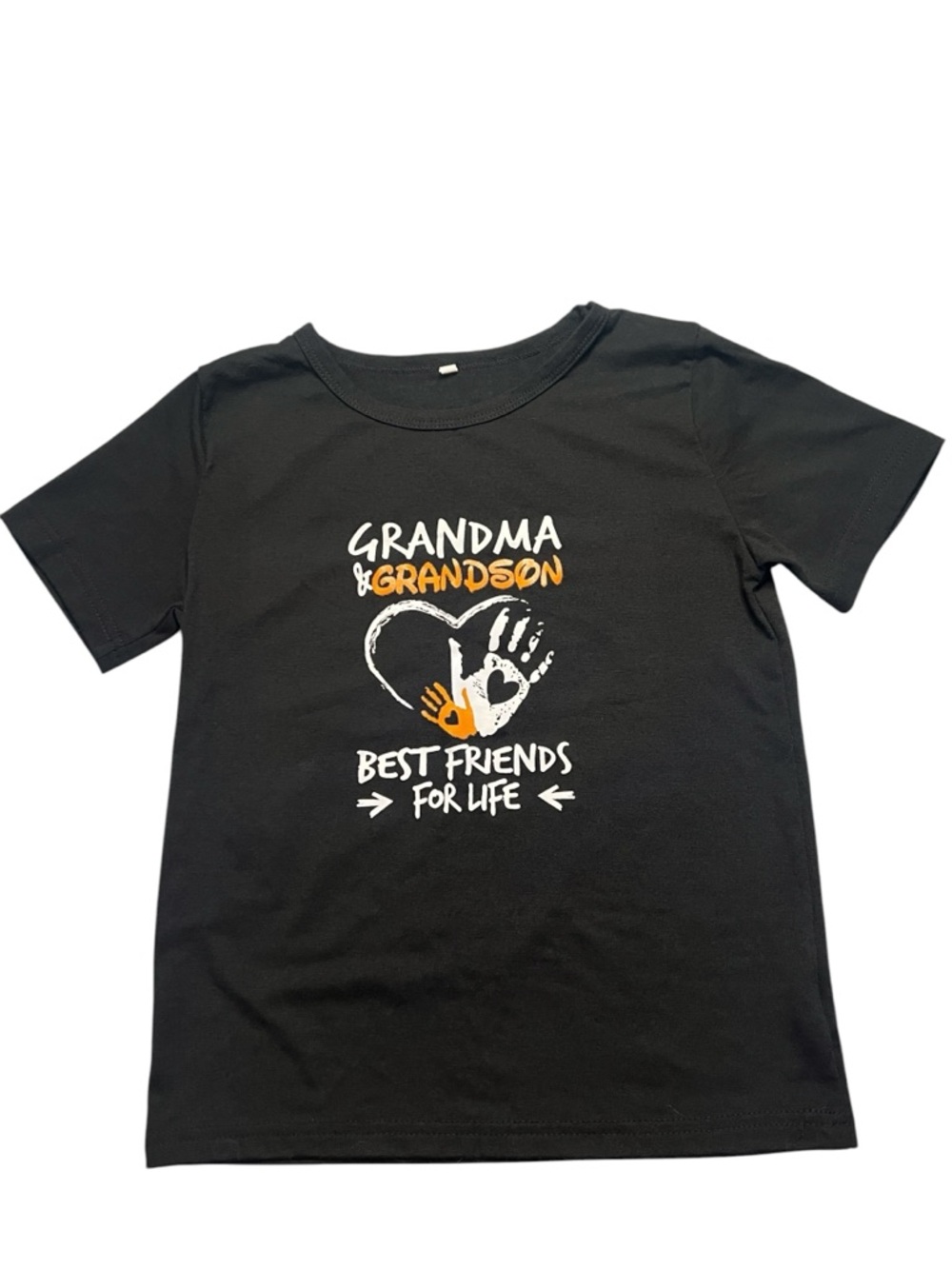 Grandma & Grandson Best Friends Tee Black Kids Shirt Graphic Size 6 Cotton